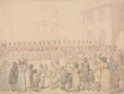 A Review of the Northampton Militia at Brackley by Thomas Rowlandson